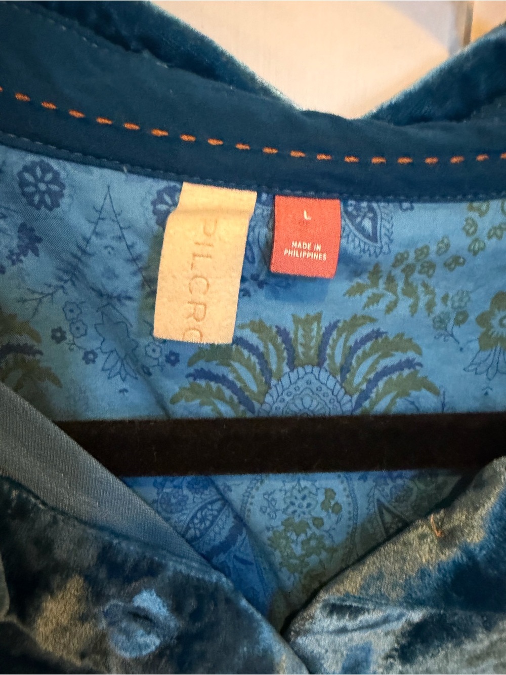 Anthropologie Pilcro Hadley Teal Velvet Button-Down Shirt Size Large - Picture 4 of 4